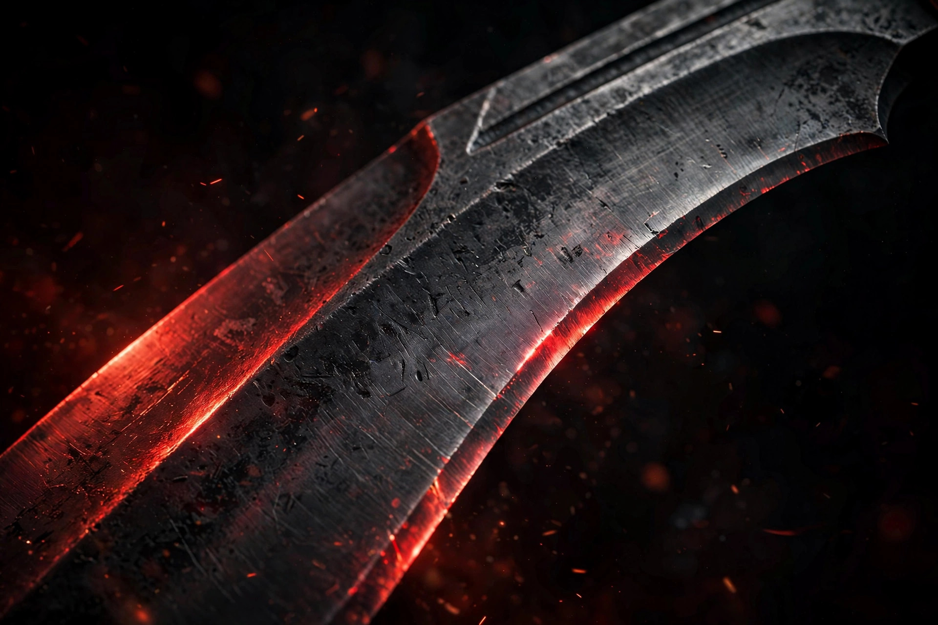 Kukri blade in crimson light